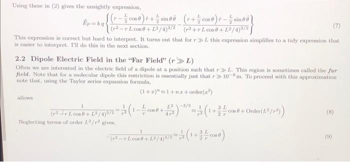 33 Extra Credit 5 Pts Fill In The Steps Leading From Equation 7 To Equation 11 1 Compare Electric Dipole And P 2