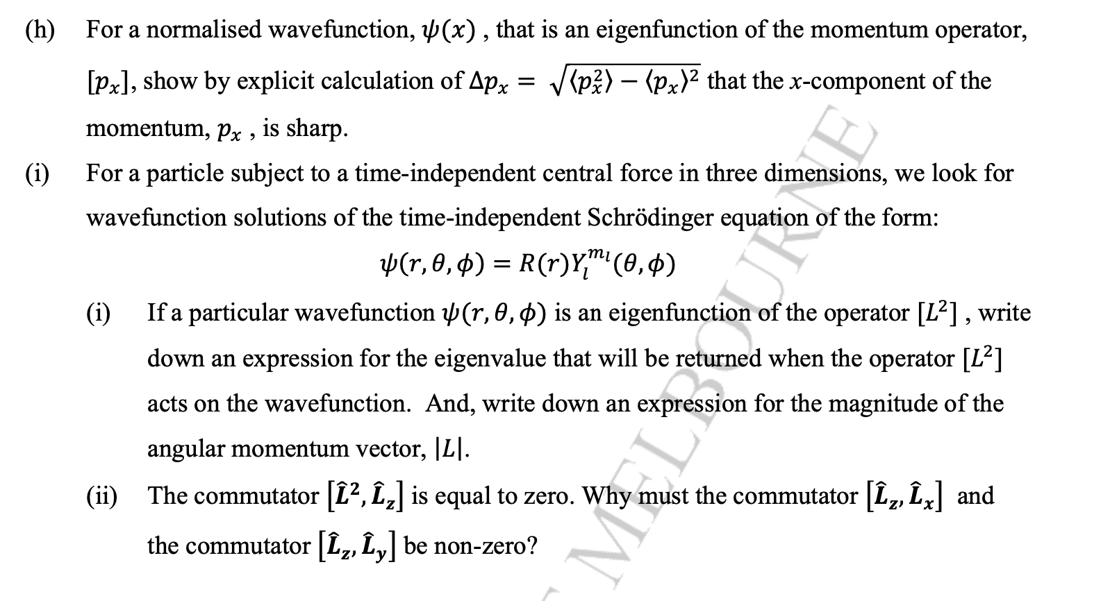 H For A Normalised Wavefunction X That Is An Eigenfunction Of The Momentum Operator Px Show By Explicit Calcu 1