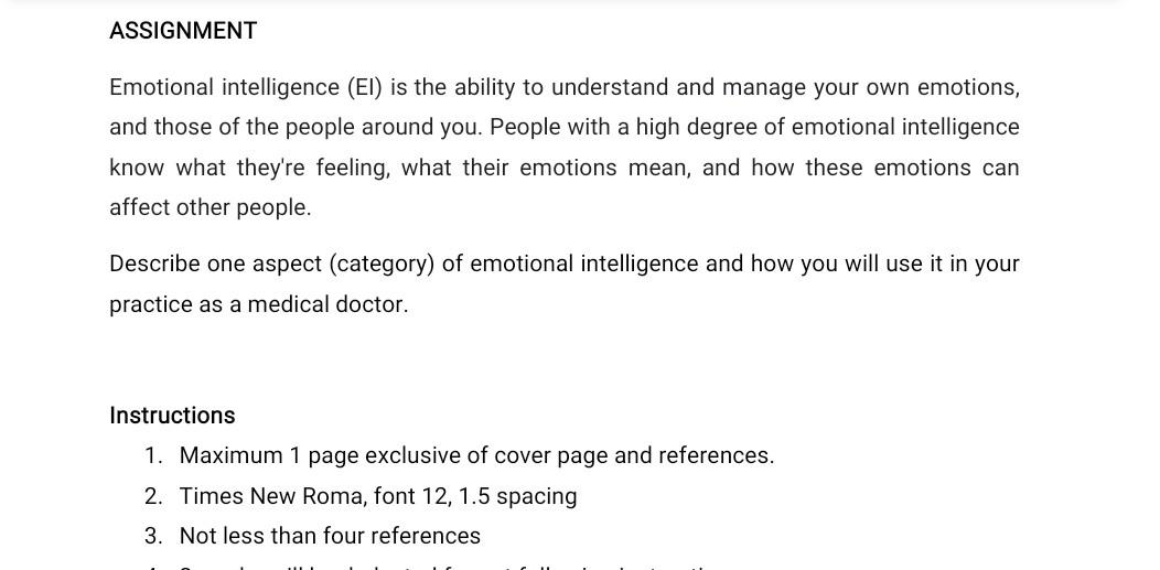 Assignment Emotional Intelligence Ei Is The Ability To Understand And Manage Your Own Emotions And Those Of The Peopl 1