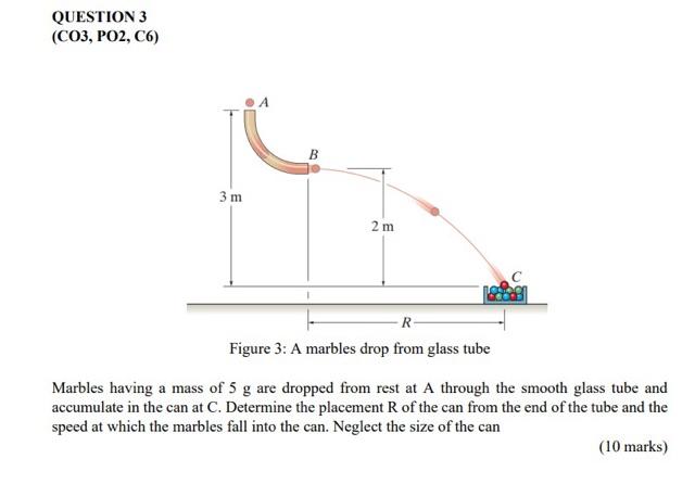 Question 3 Co3 Po2 C6 3 M A B 2m R Figure 3 A Marbles Drop From Glass Tube Marbles Having A Mass Of 5 G Are Dropped 1