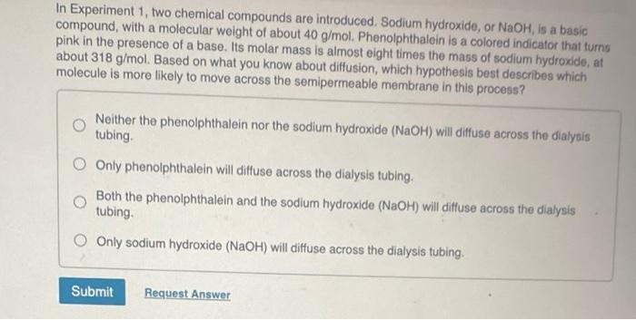 In Experiment 1 Two Chemical Compounds Are Introduced Sodium Hydroxide Or Naoh Is A Basic Compound With A Molecular 1