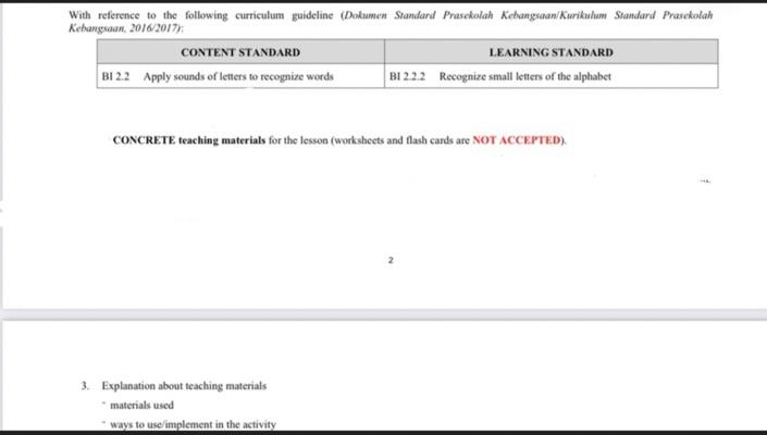 With Reference To The Following Curriculum Guideline Dokumen Standard Prasekolah Kebangsaan Kurikulum Standard Prasekol 1