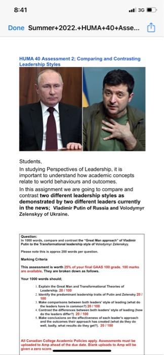 8 41 Done Summer 2022 Huma 40 Asse Huma 40 Assessment 2 Comparing And Contrasting Leadership Styles Students In St 1