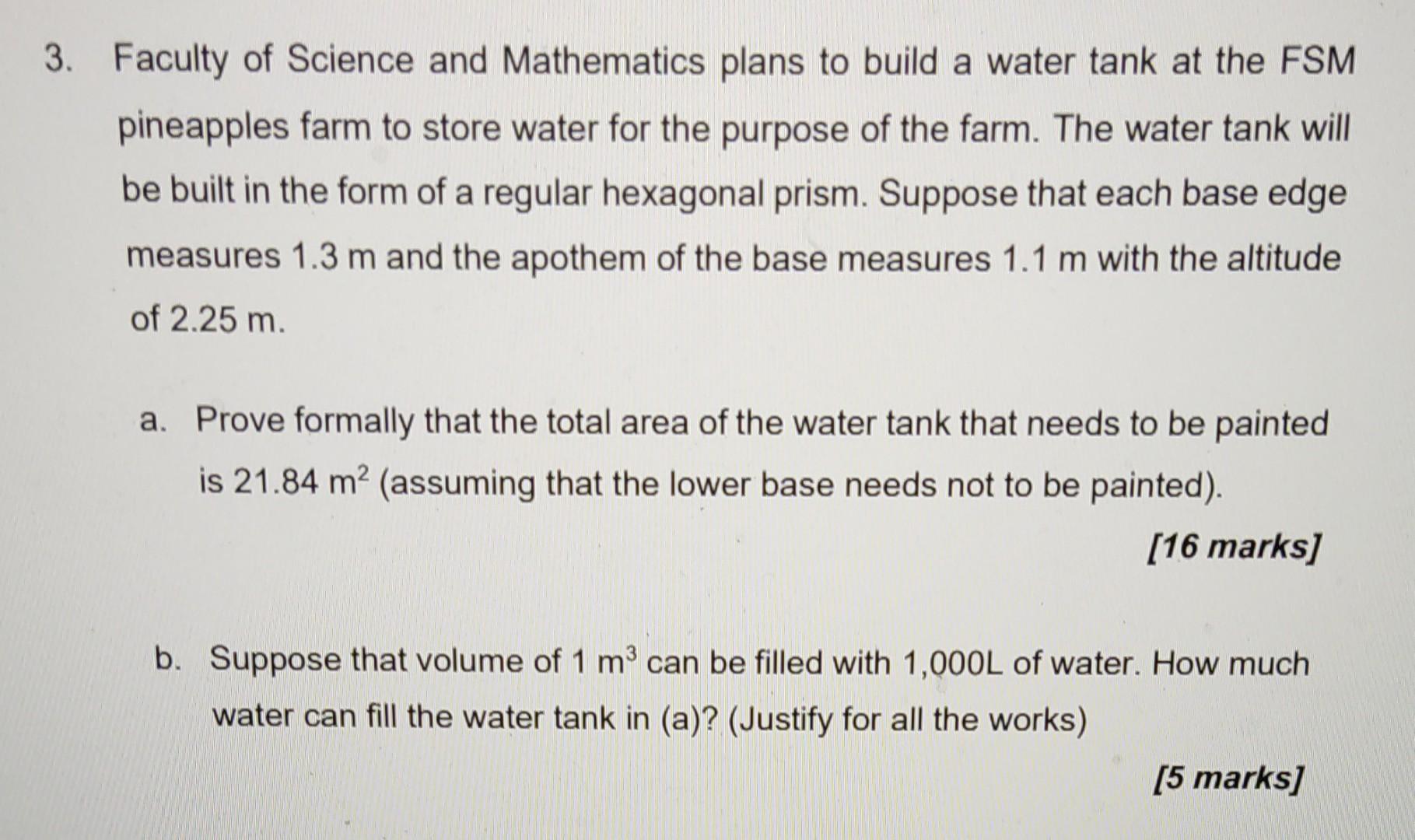 Faculty Of Science And Mathematics Plans To Build A Water Tank At The Fsm Pineapples Farm To Store Water For The Purpose 1