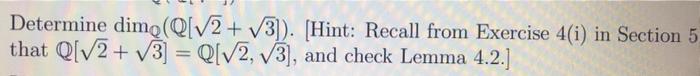 Determine Dimq Q 2 3 Hint Recall From Exercise 4 I In Section 5 That Q 2 3 Q 2 3 And Check Lemma 4 2 1