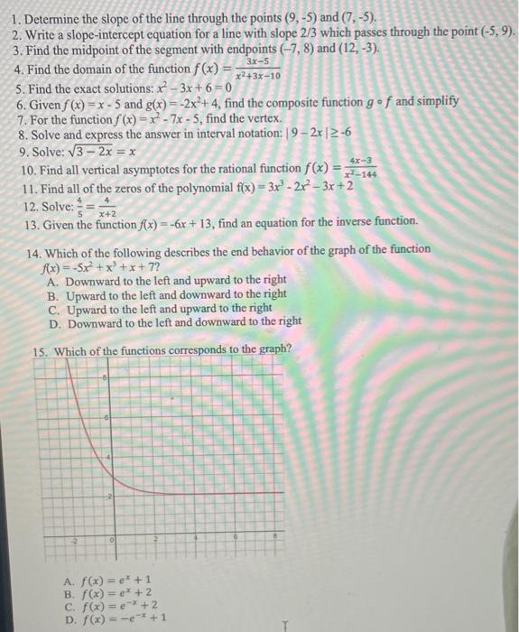 Find The Domain Of The Function F X X2 3x 103x 5 5 Find The Exact Solutions X2 3x 6 0 6 Given F X X 5 And G X 2x 1