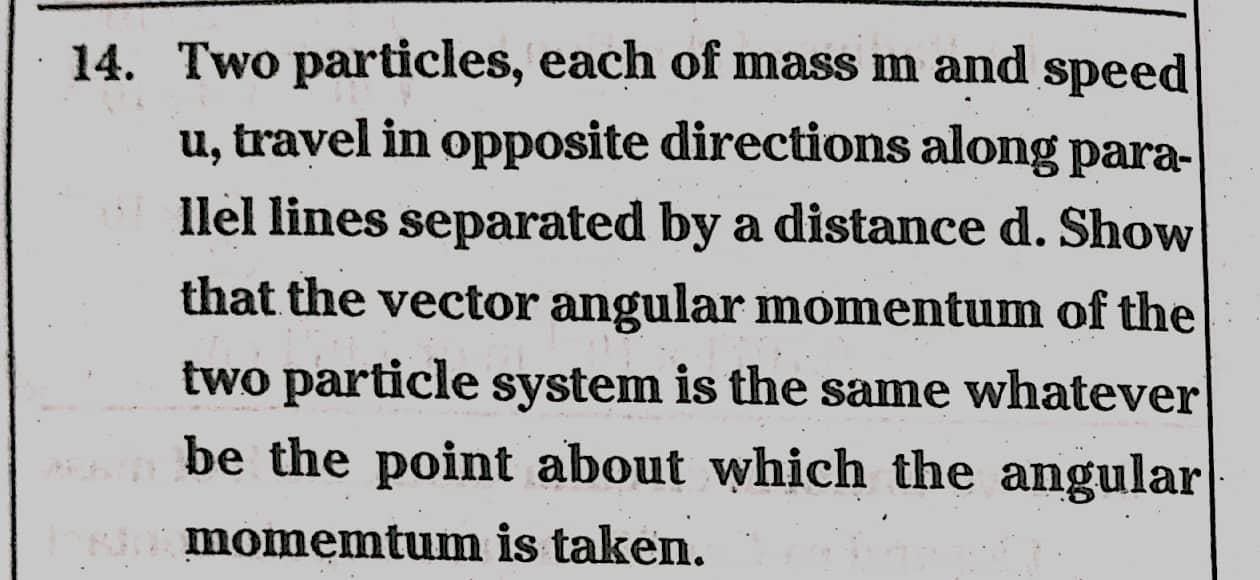 14 Two Particles Each Of Mass M And Speed U Travel In Opposite Directions Along Para Llel Lines Separated By A Dista 1