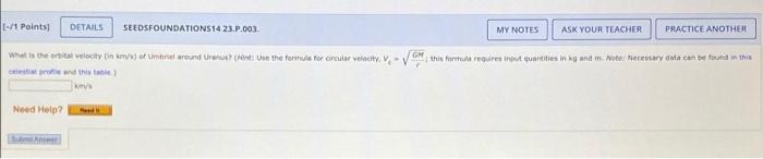 1 1 Points Details Seedsfoundations 14 23 P 003 My Notes Ask Your Teacher Practice Another Gm What Is The Oral Velocity 1