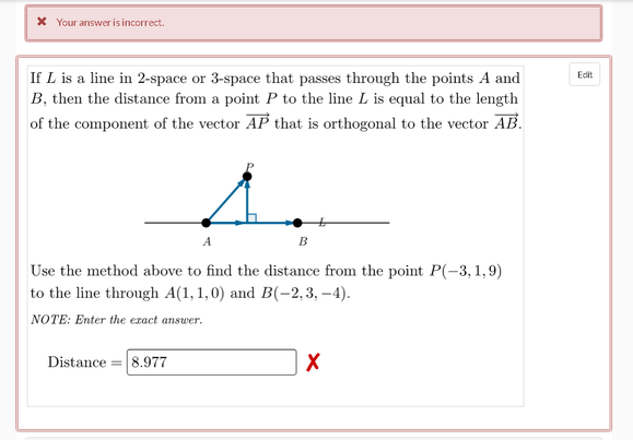 If L Is A Line In 2 Space Or 3 Space That Passes Through The Points A And B Then The Distance From A Point P To The Li 1