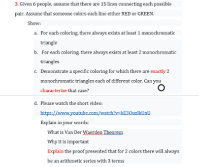 Given 6 People Assume That There Are 15 Lines Connecting Each Possible Pair Assume That Someone Colors Each Line Eithe 1