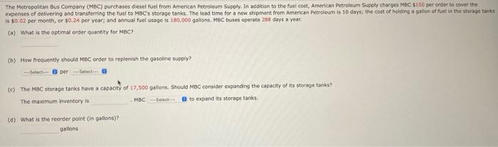 Is 0 02 Per Month Or 0 24 Per Year And Annual Fuel Usage Is 180 000 Galisnt Mbc Buses Operate 289 Days A Year A 1