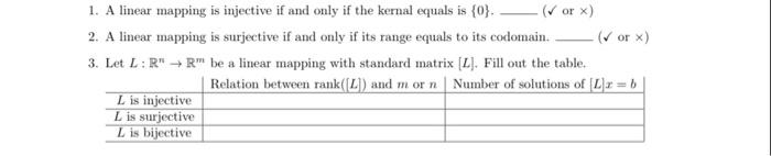 A Linear Mapping Is Injective If And Only If The Kernal Equals Is 0 Or X 2 A Linear Mapping Is Surjective If And 1