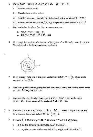B Define F R2 R By F X1 X2 X12 2x1 5x2 X22 6 I Find The Critical Points Ii Classify Those Critical Points Ii 1