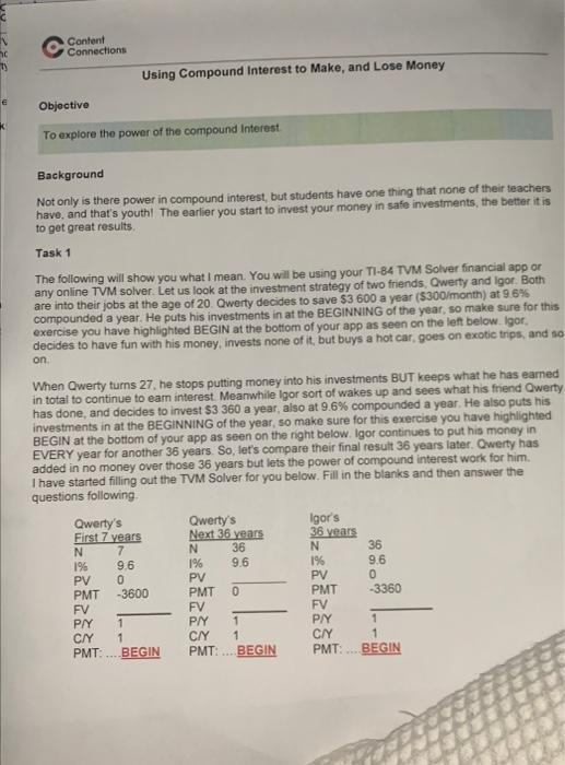 Background Not Only Is There Power In Compound Interest But Students Have One Thing That None Of Their Teachers Have A 1