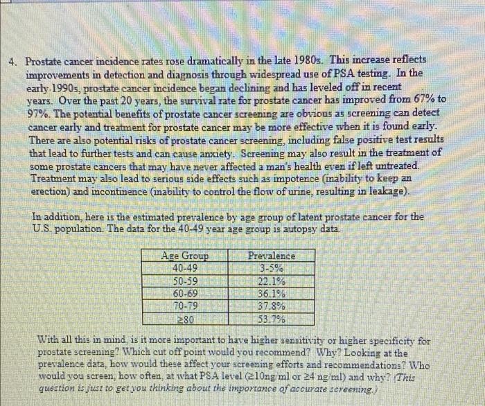 4 Prostate Cancer Incidence Rates Rose Dramatically In The Late 1980s This Increase Reflects Improvements In Detection 1