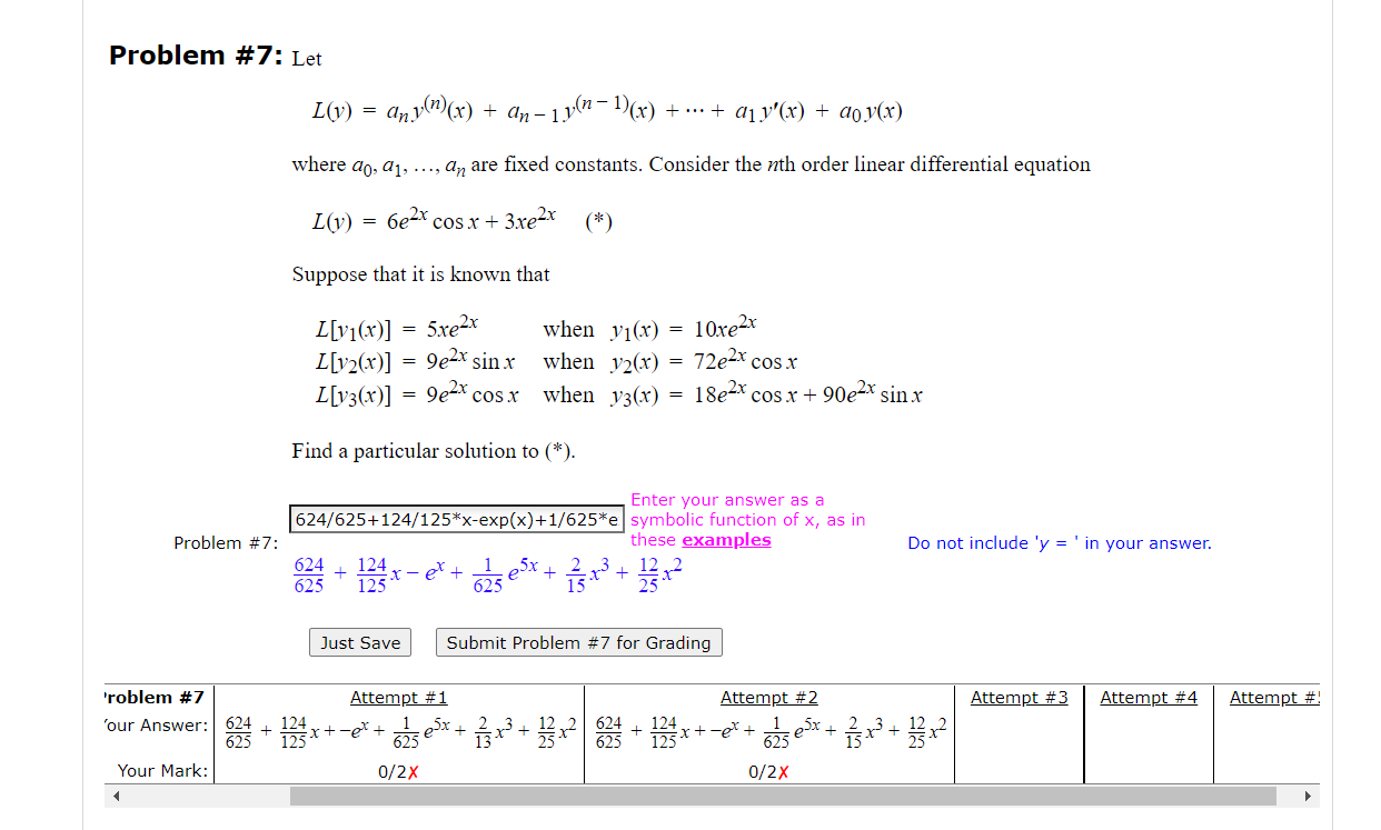 Problem 7 Let L Y An Y N X An 1y N 1 X A1 Y X A0 Y X Where A0 A1 An Are Fixed Constants Consider The 1