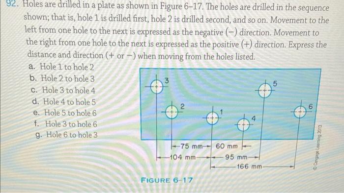 92 Holes Are Drilled In A Plate As Shown In Figure 6 17 The Holes Are Drilled In The Sequence Shown That Is Hole 1 I 1