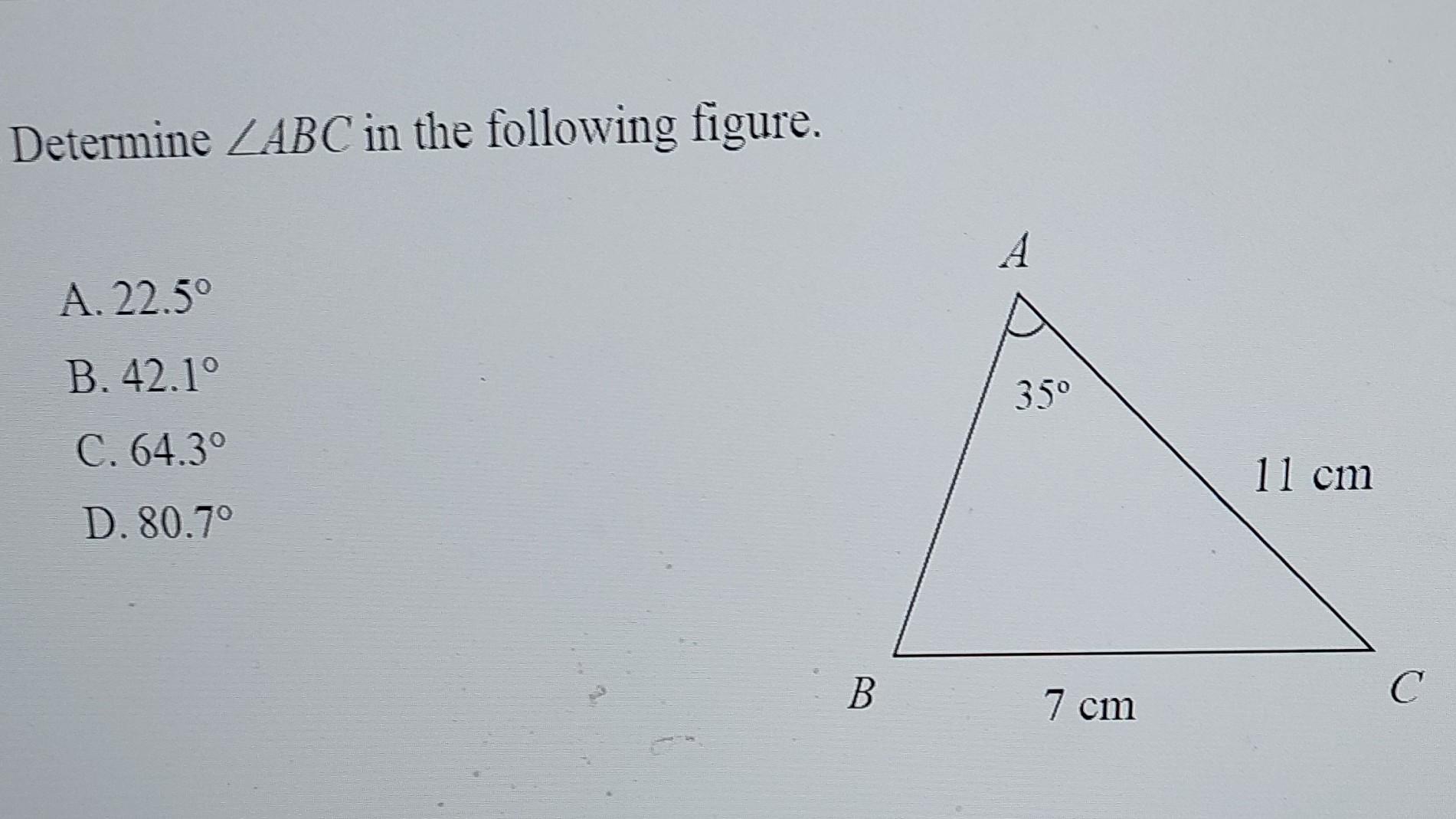 Determine Abc In The Following Figure A 22 5 B 42 1 C 64 3 D 80 7 1