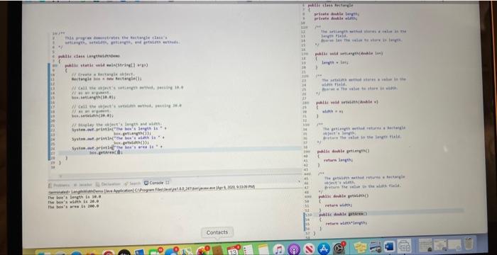 Points Possible 100 Use Rectangle Java And Lengthwidthdemo Java Create New Method In The Rectangle Class Called Getarea 2