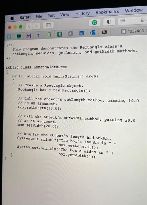 Points Possible 100 Use Rectangle Java And Lengthwidthdemo Java Create New Method In The Rectangle Class Called Getarea 5