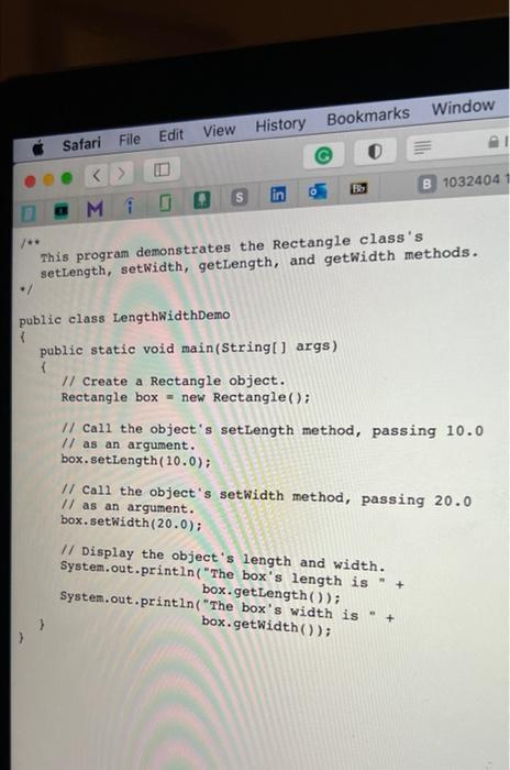 Use Rectanglejava And Lengthwidthdemojava 1 Create New Method In The Rectangle Class Called Setheight To Tet The Height 5