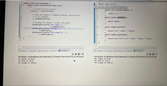 1 Convert The Uml Diagram To Code By Creating Circle Jave Class 2 In Circleareademo Class Call The Setradius To Set T 2