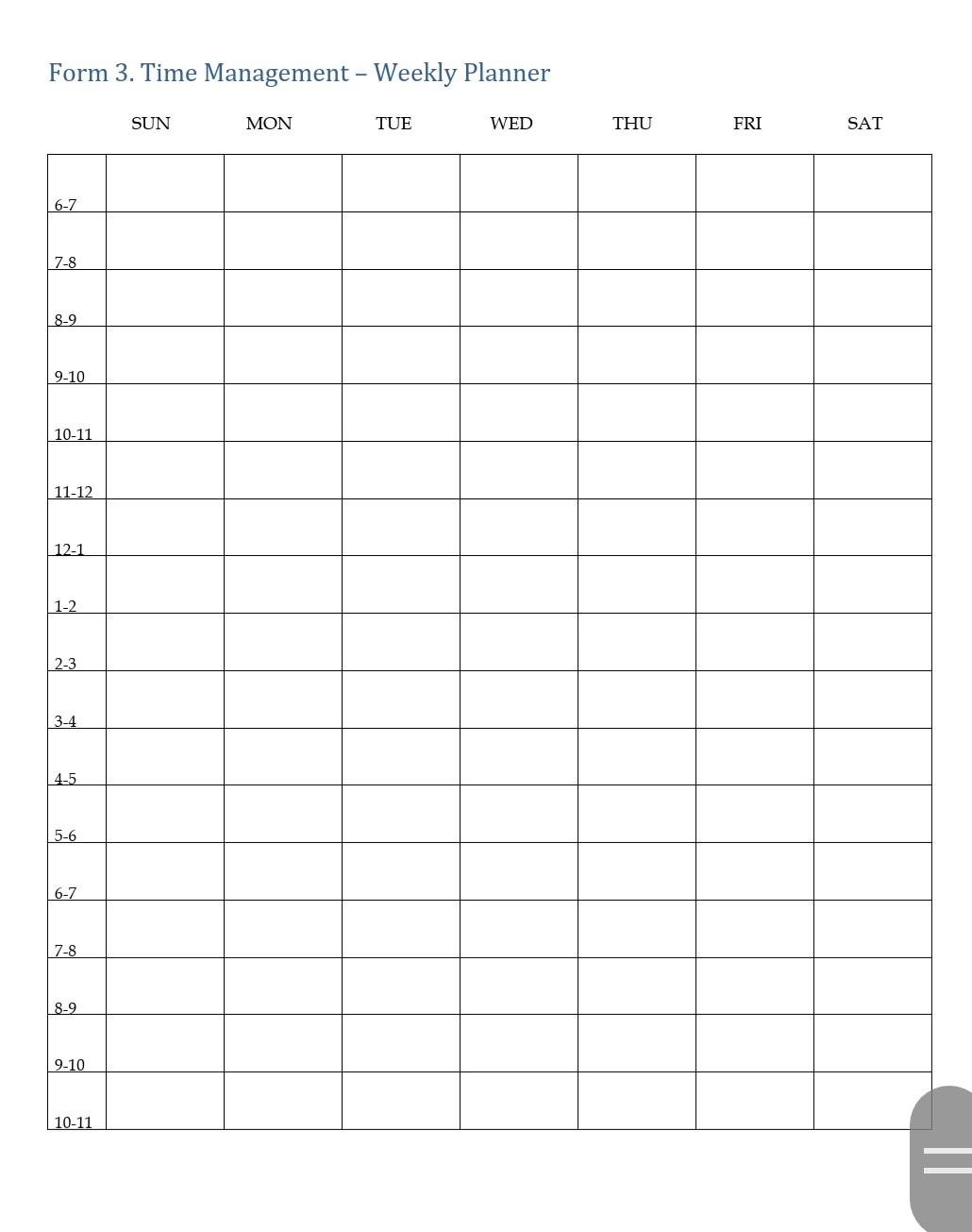 Form 3 Time Management Weekly Planner 1