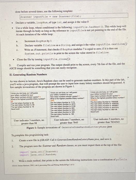 In This Lab You Ll Gain Experience With Files Random Numbers And Methods What You Learn In This Lab Should Be Helpful 2