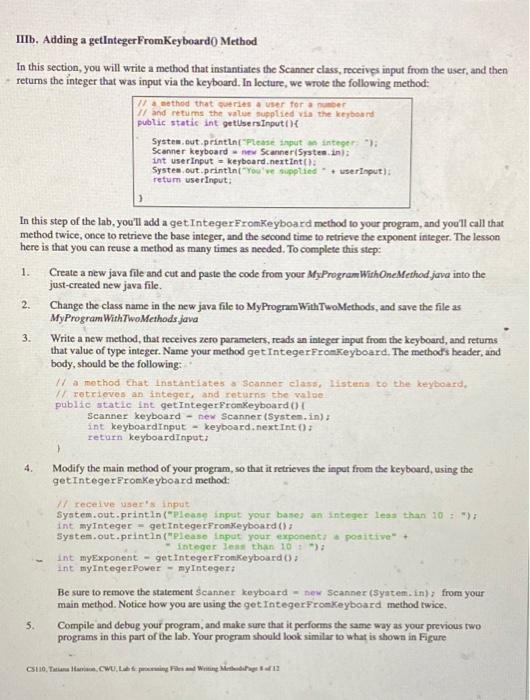 In This Lab You Ll Gain Experience With Files Random Numbers And Methods What You Learn In This Lab Should Be Helpful 7
