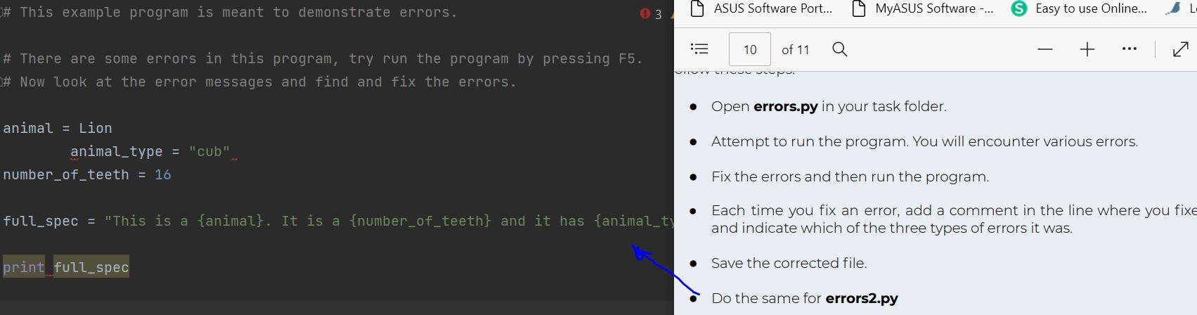 This Example Program Is Meant To Demonstrate Errors There Are Some Errors In This Program Try Run The Program By P 1