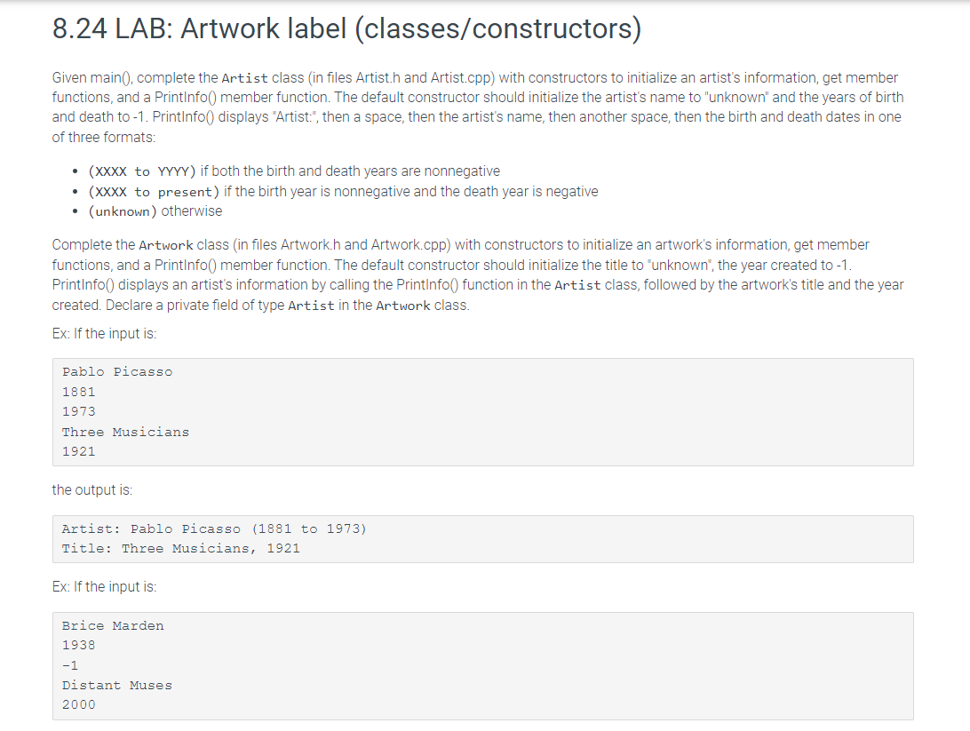 Lab 8 24 C Artwork Label Classes Constructors 1