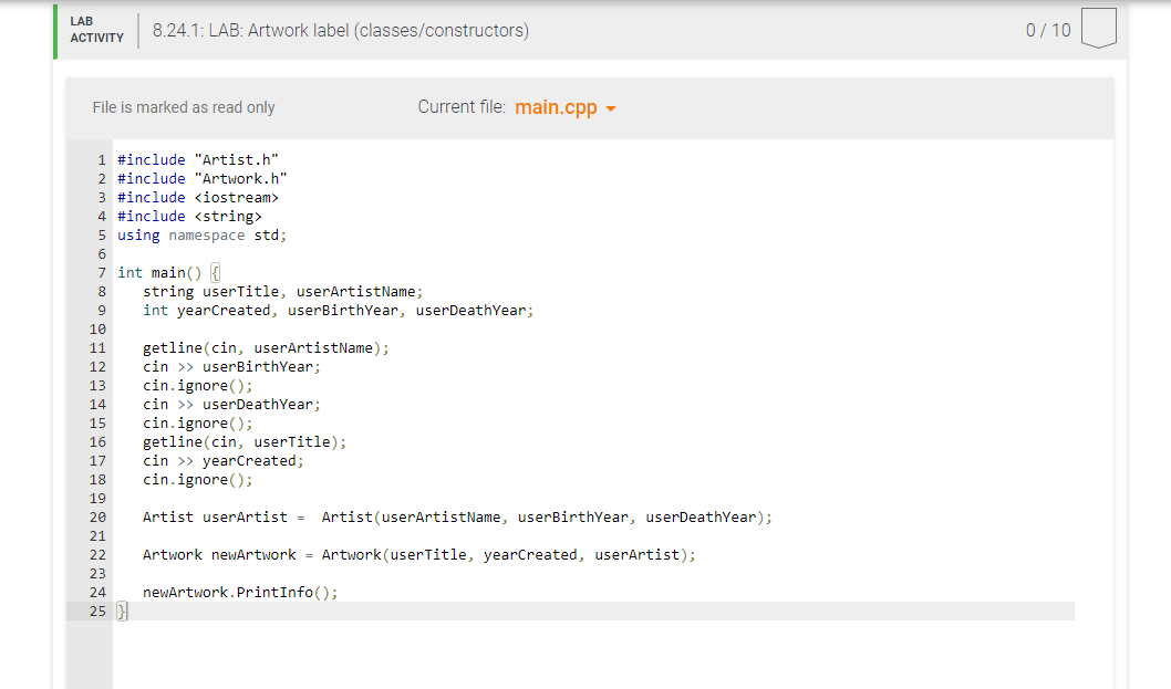 Lab 8 24 C Artwork Label Classes Constructors 3