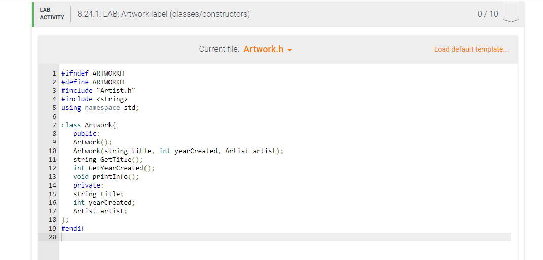 Lab 8 24 C Artwork Label Classes Constructors 6