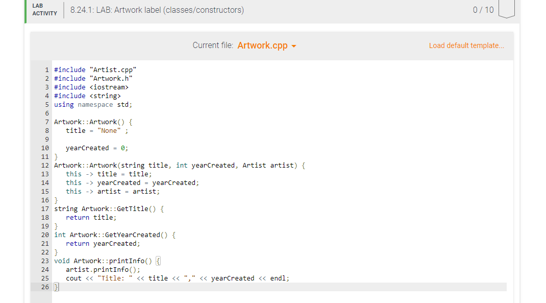 Lab 8 24 C Artwork Label Classes Constructors 7