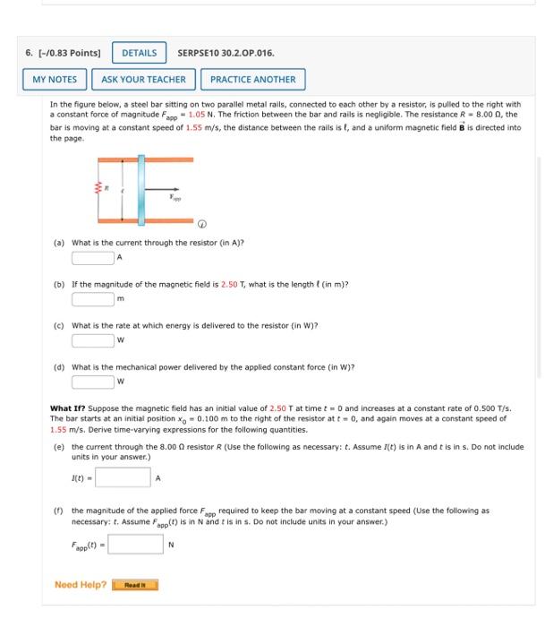 6 0 83 Points Details Serpse10 30 2 Op 016 My Notes Ask Your Teacher Practice Another In The Figure Below A Steel 1