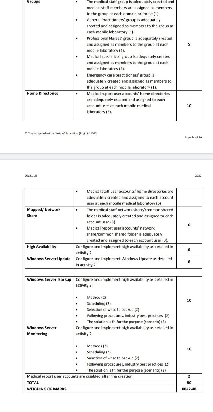You Have Been Provided With The Following Minimum Requirements Specifications About Users Groups Computers And Folders 2