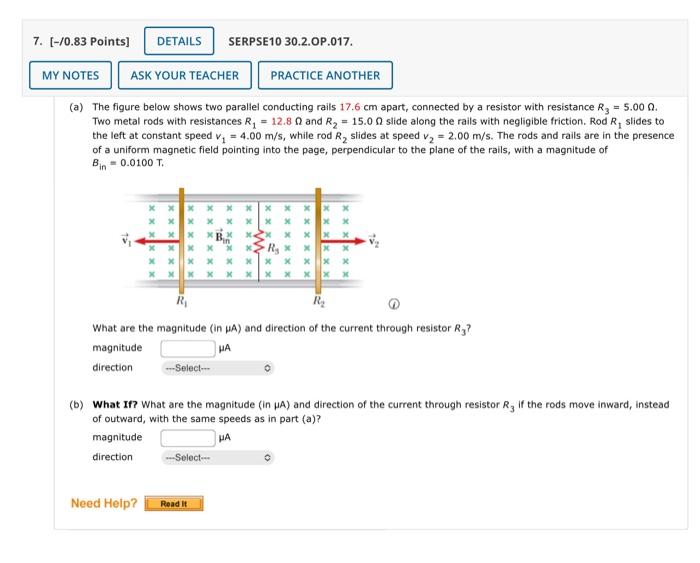 7 0 83 Points Details Serpse10 30 2 Op 017 My Notes Ask Your Teacher Practice Another A The Figure Below Shows T 1