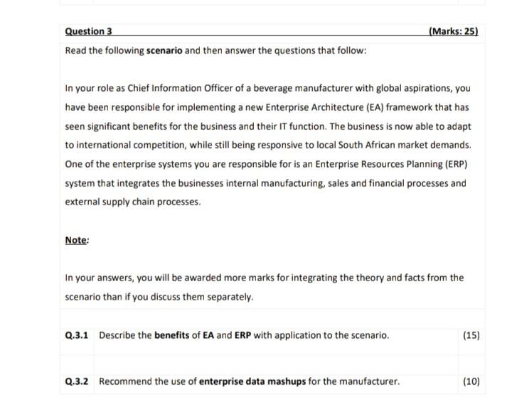 Read The Following Scenario And Then Answer The Questions That Follow In Your Role As Chief Information Officer Of A Be 1