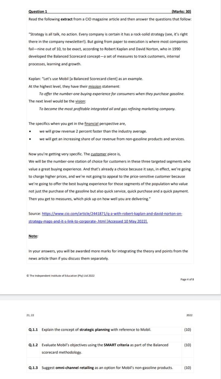 Question 1 Marks 30 Read The Following Extract From A Clo Magazine Article And Then Answer The Questions That Follow 1