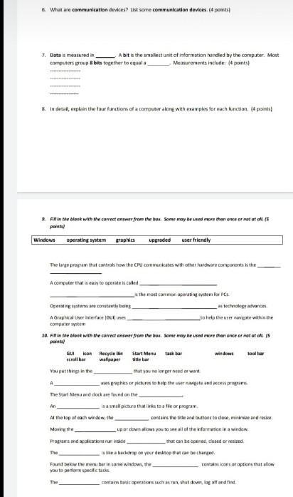 6 What Are Censmunicatian Devices List Scrte Communicakion Devices 4 Pcints 7 Data Is Measured In A Bit Is The Sma 1