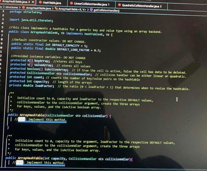 Arrayhashtable Java Linearcollisiomhandler Java Quadraticcollisionhandler Java Hashtable Java Publicarrayhashtabletest J 1