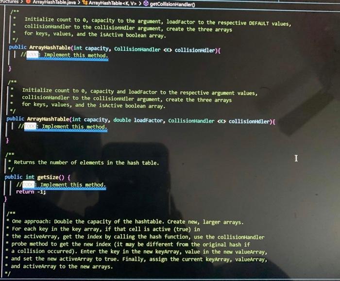 Arrayhashtable Java Linearcollisiomhandler Java Quadraticcollisionhandler Java Hashtable Java Publicarrayhashtabletest J 2