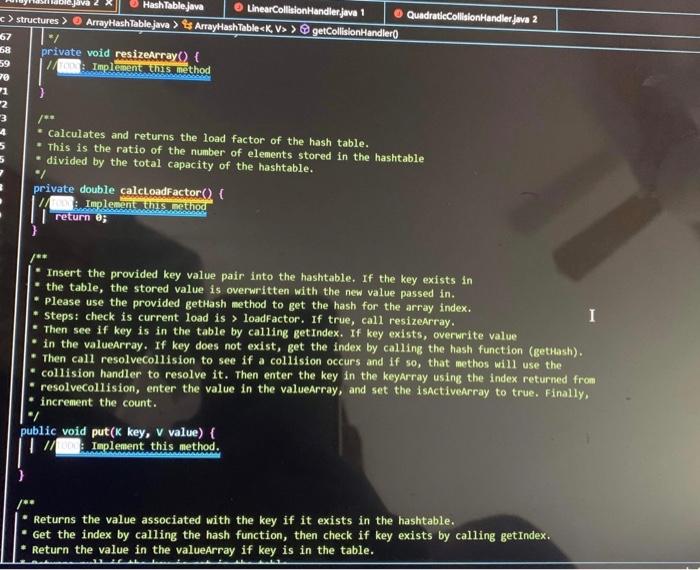 Arrayhashtable Java Linearcollisiomhandler Java Quadraticcollisionhandler Java Hashtable Java Publicarrayhashtabletest J 3