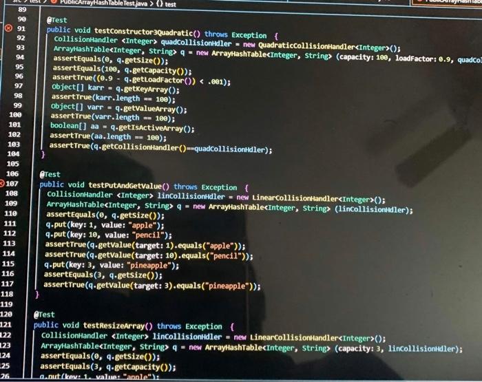Arrayhashtable Java Linearcollisiomhandler Java Quadraticcollisionhandler Java Hashtable Java Publicarrayhashtabletest J 14