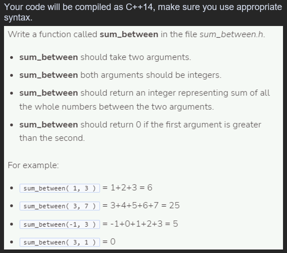 Write A Function Called Sum Between In The File Sum Between H Sum Between Should Take Two Arguments Sum Between Bo 1