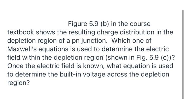 Figure 5 9 B In The Course Textbook Shows The Resulting Charge Distribution In The Depletion Region Of A Pn Junction 1