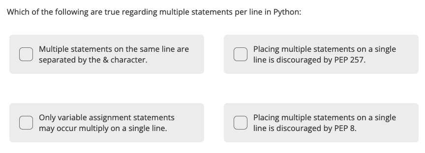 Which Of The Following Are True Regarding Multiple Statements Per Line In Python Multiple Statements On The Same Line A 1