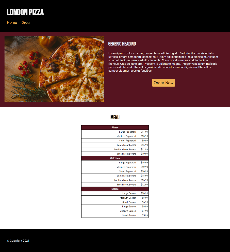 Html Css Project London Pizza A Local Restaurant Specializing In Farm Fresh Local Ingredients Has Come To You To Imp 2