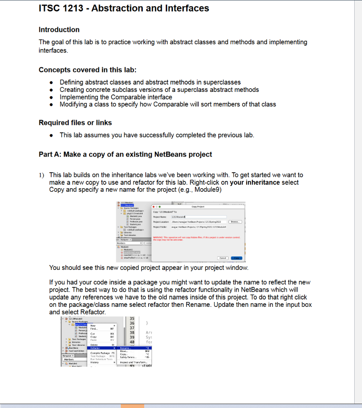 Itsc 1213 Abstraction And Interfaces Introduction The Goal Of This Lab Is To Practice Working With Abstract Classes An 1