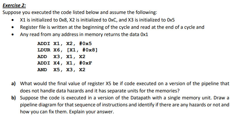 Exercise 2 Suppose You Executed The Code Listed Below And Assume The Following X1 Is Initialized To 0 8 X2 Is Initia 1